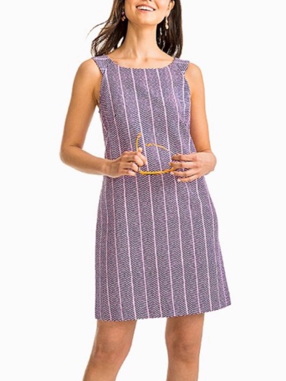 Southern Tide Audrey Purple Chevron Sleeveless Mini Dress preppy nautical beach